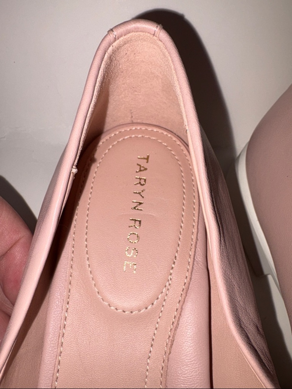 Taryn Rose Blush Pink Leather Loafers with Metallic Rose Strap - Picture 2 of 7